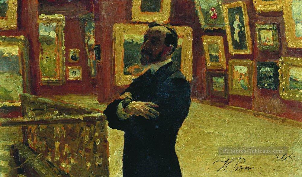 n un mudrogel dans la pose de pavel tretyakov dans les salles de la galerie 1904 Ilya Repin Peintures à l'huile